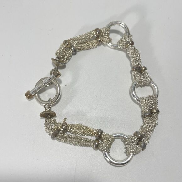 Lauren Ralph Lauren Silver Tone Mesh Link Bracelet Marked RLL 7” - Picture 3 of 6